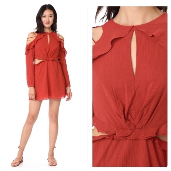 Revolve Red Carter Cold Shoulder Side Cut Dress - Picture 2 of 7